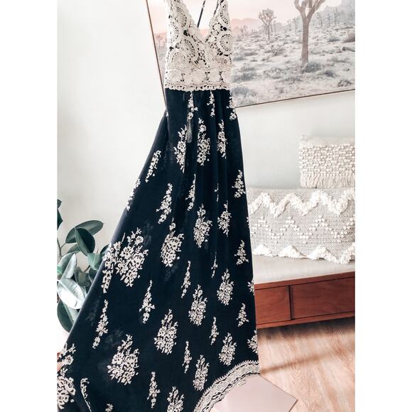 Chasing the Clouds boho goddess crochet top babydoll Flowy maxi dress M - Picture 6 of 11